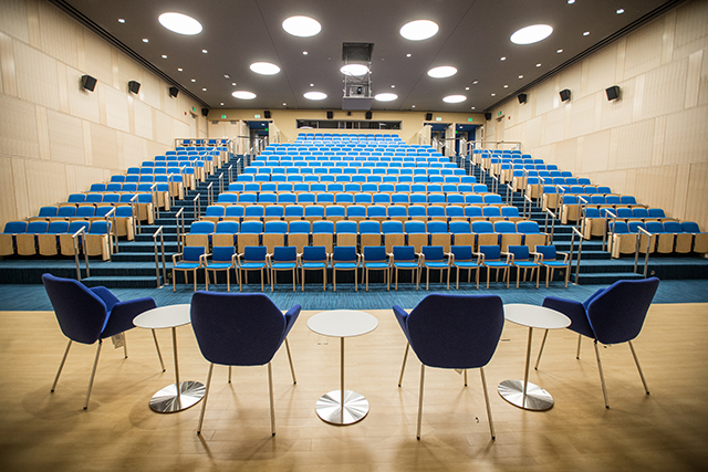 Photo of Rabb Hall seating, view from stage