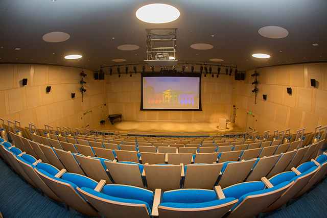 Photo of Rabb Hall, view of the stage