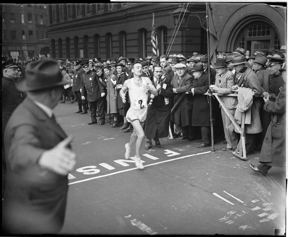 Johnny Kelly finishing marathon.