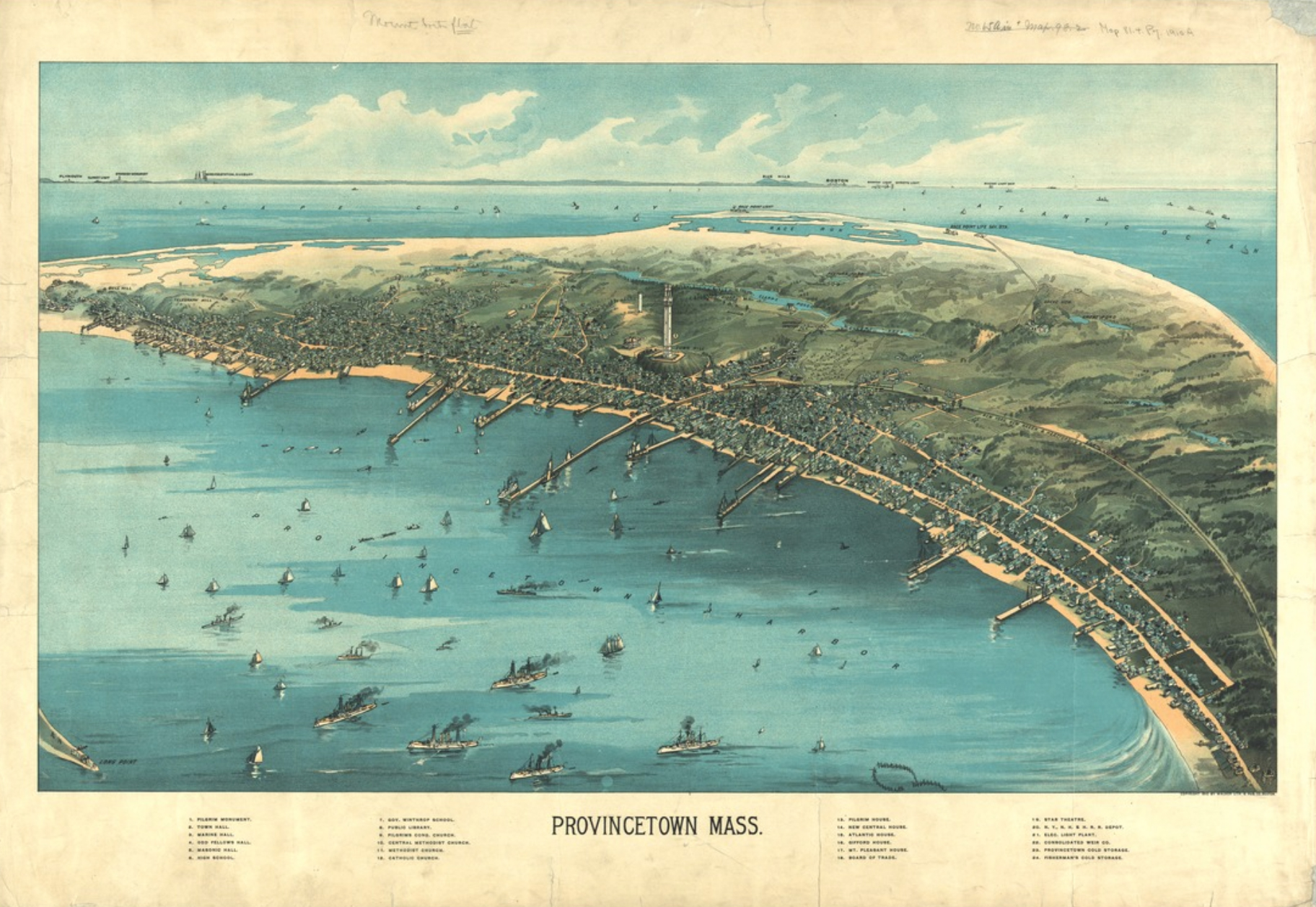 Bird's-eye view of Providence, MA.
