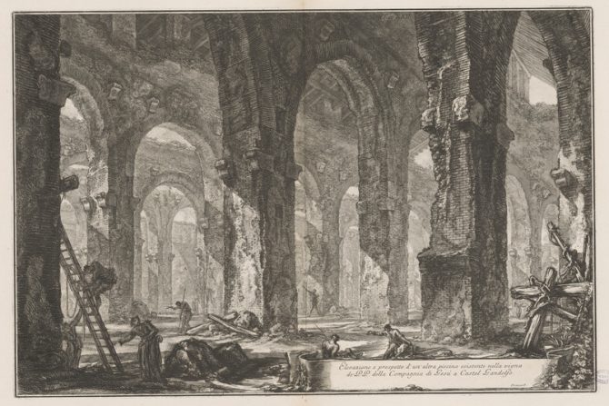 Interior view of another reservoir in the vineyards of the Jesuit Fathers in Castel Gandolfo.