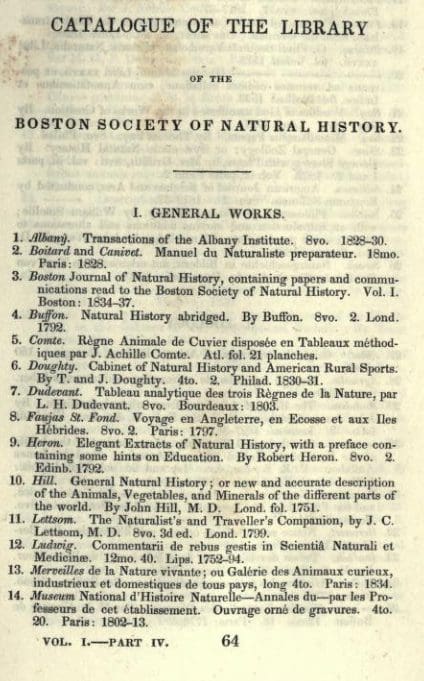 Re)visiting the 1837 Library of the Boston Society of Natural 