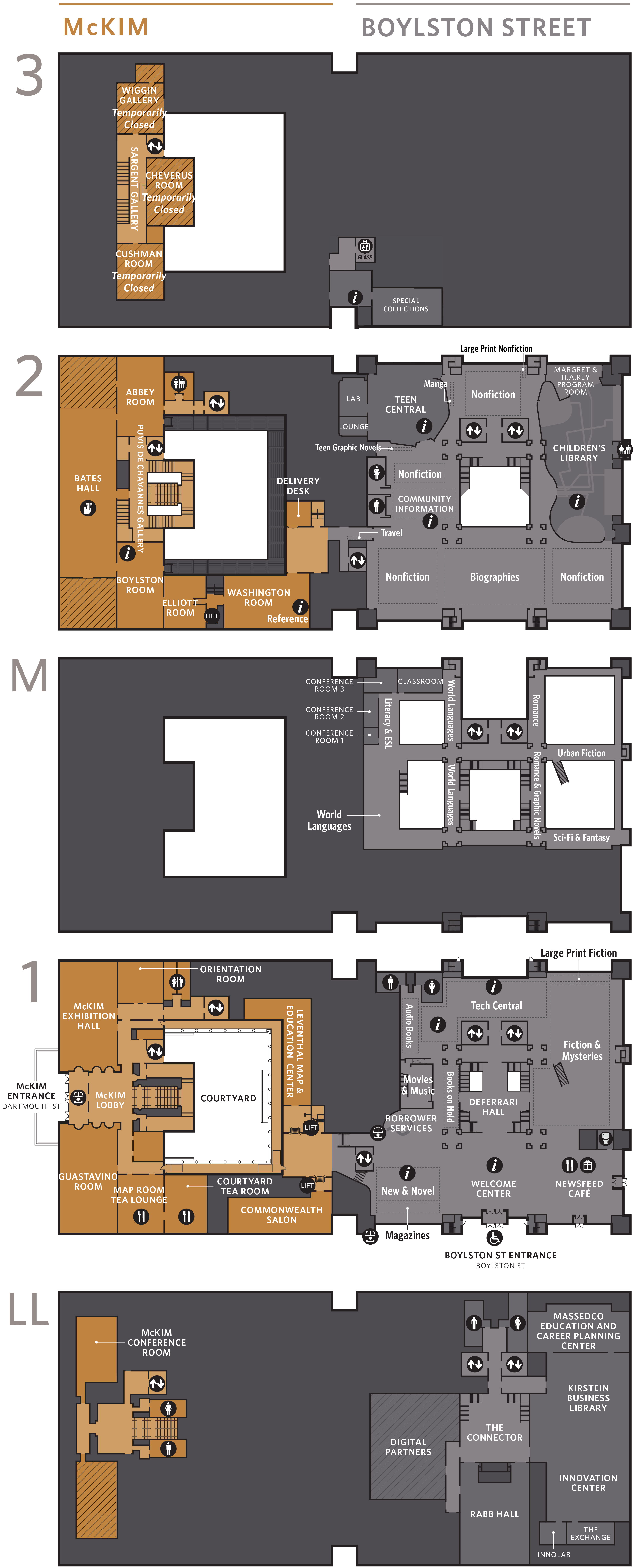 Map of the Central Library at Copley Square